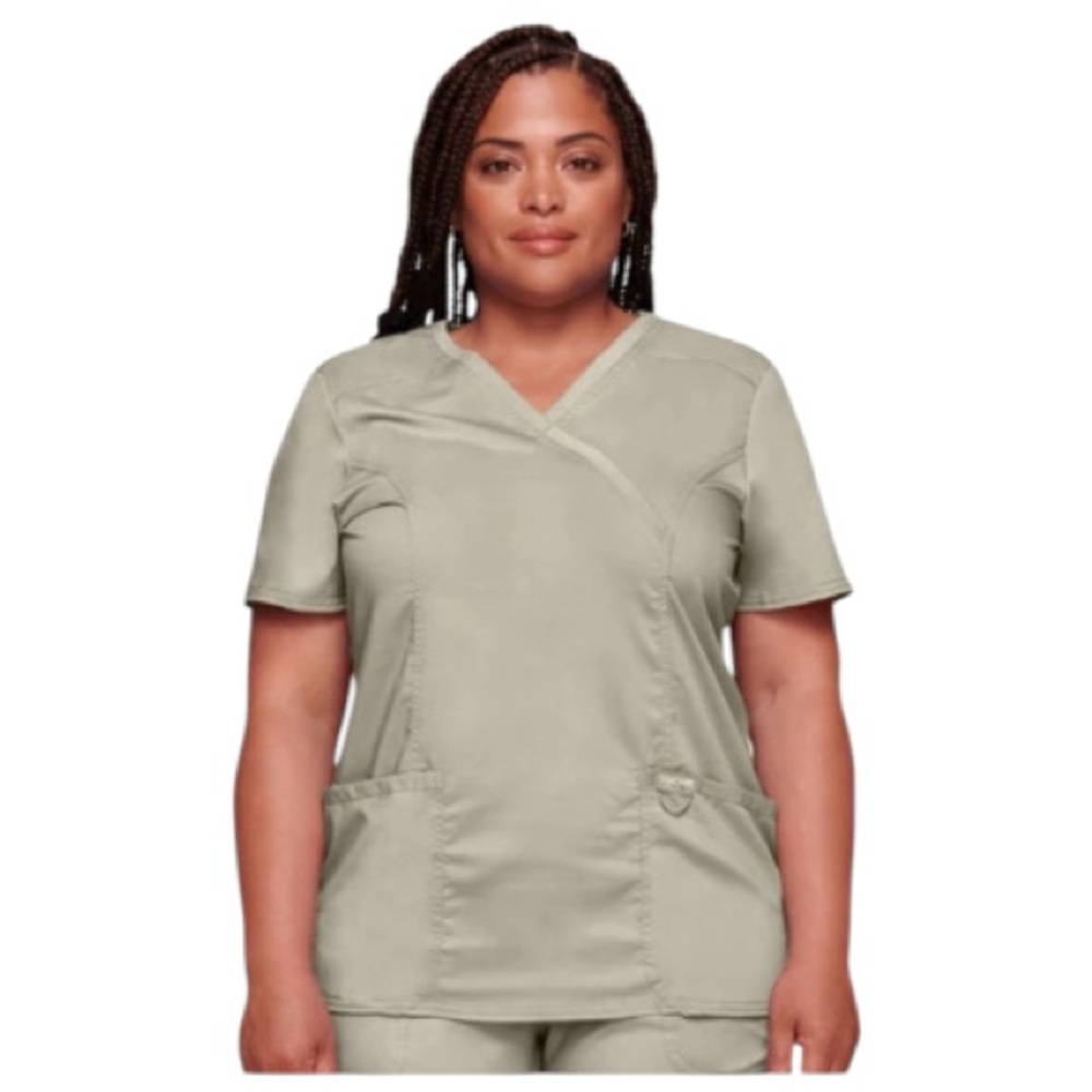 Revolution by Cherokee Workwear • 
Mock Wrap Solid Scrub Top
